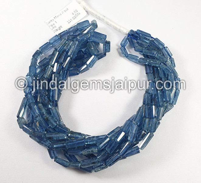 Santa Maria Aquamarine Cut Pipe Shape Beads