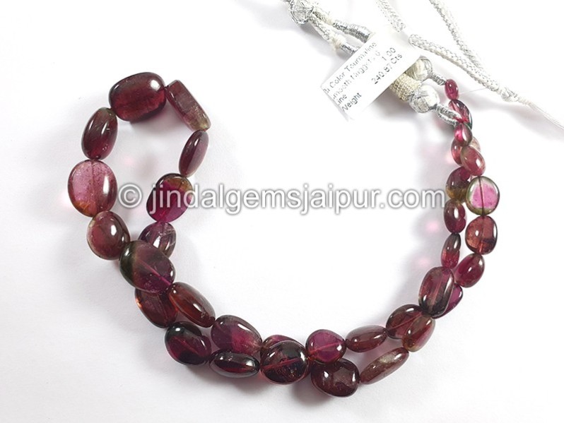 Bi Color Tourmaline Smooth Nuggets Shape Beads