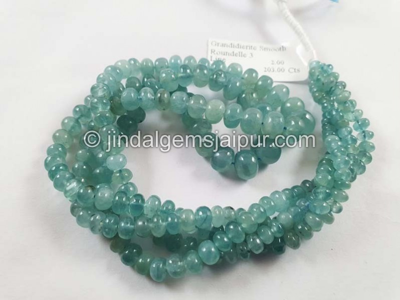 Paraiba Grandidierite Smooth Roundelle Beads