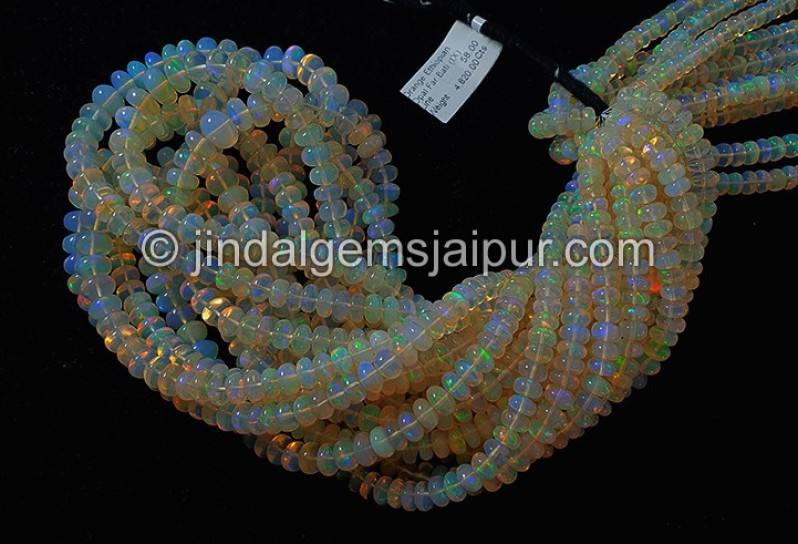 Orange Ethiopian Opal Smooth Big Roundelle Shape Beads