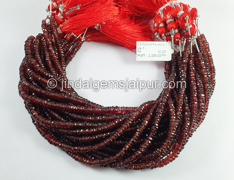 Red Garnet Faceted Tyre Shape Beads