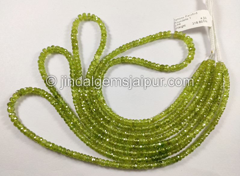 Sphene Faceted Roundelle Shape Beads