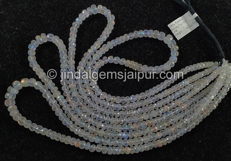 White Rainbow Madagascar Faceted Roundelle Shape Beads