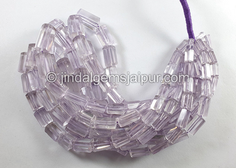 Pink Amethyst Step Cut Pipe Shape Beads