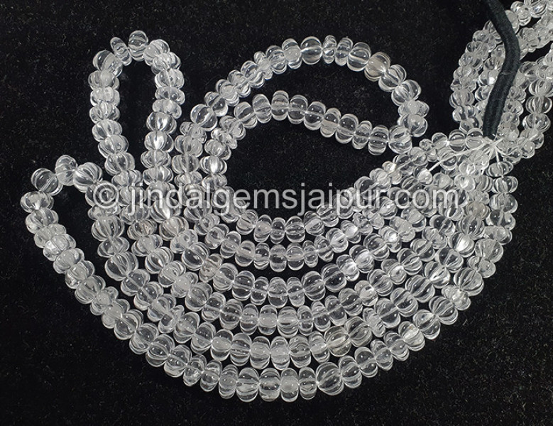 Crystal Quartz Carved Pumpkin Shape Small Beads