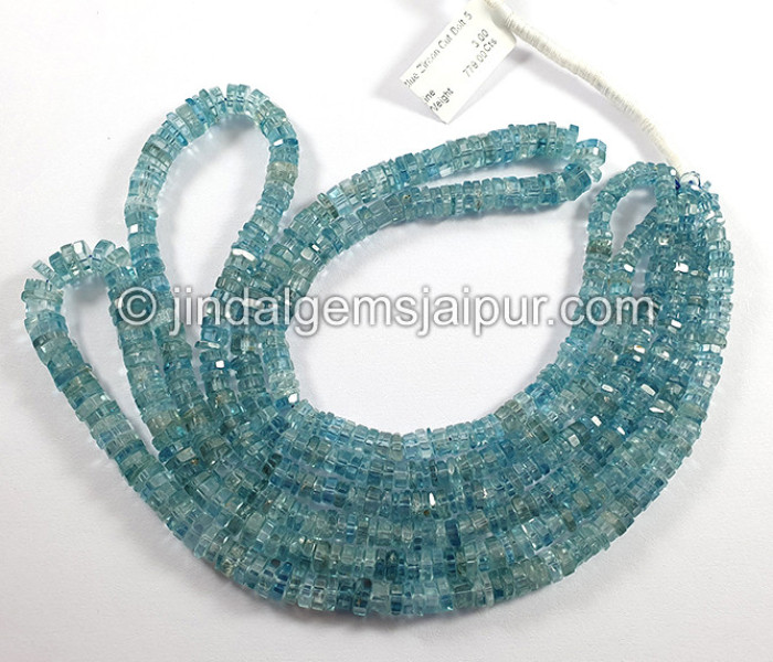Blue Zircon Faceted Bolt Shape Beads