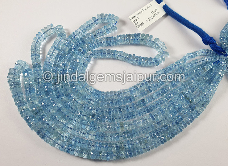 Devil Aquamarine Faceted Tyre Shape Beads