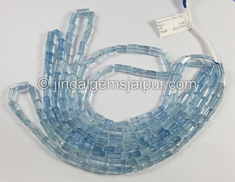 Aquamarine Step Cut Pipe Shape Beads