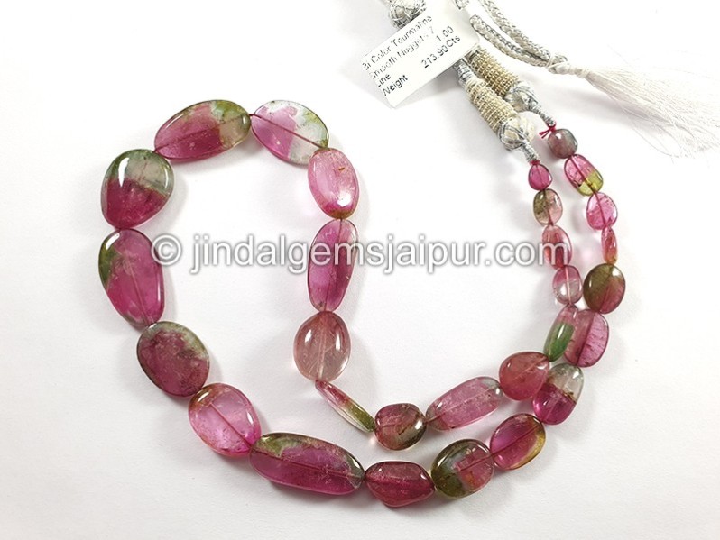Bi Color Tourmaline Smooth Nuggets Shape Beads