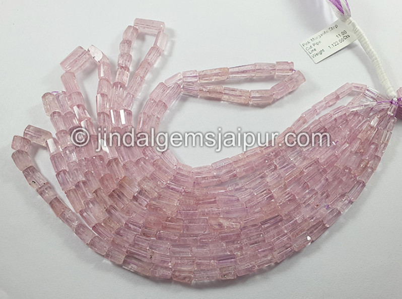Pink Morganite Step Cut Pipe Shape Beads