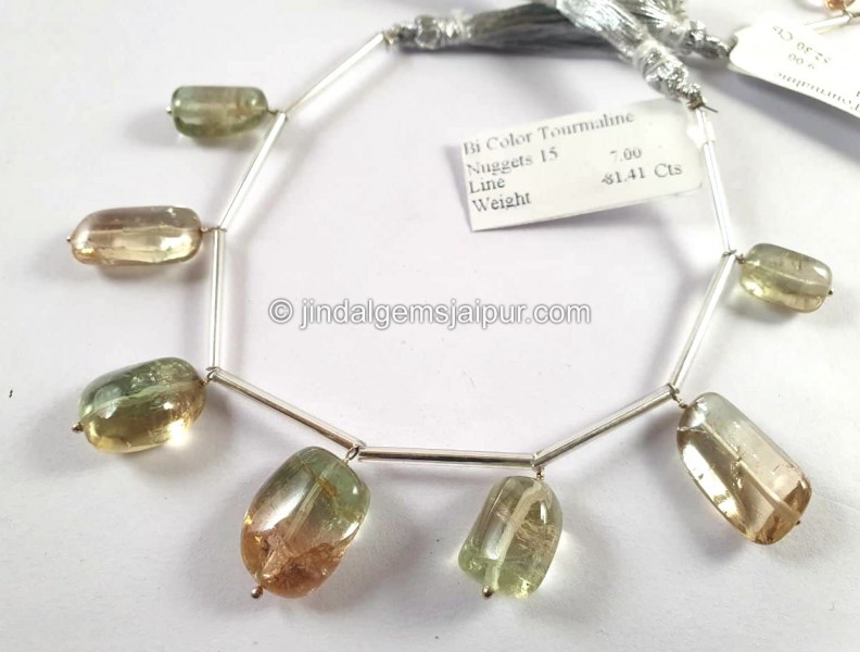 Bi Color Tourmaline Smooth Nugget Beads