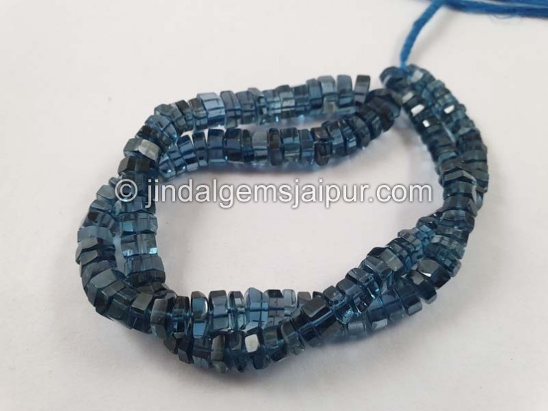 London Blue Topaz Step Cut Roundelle Beads