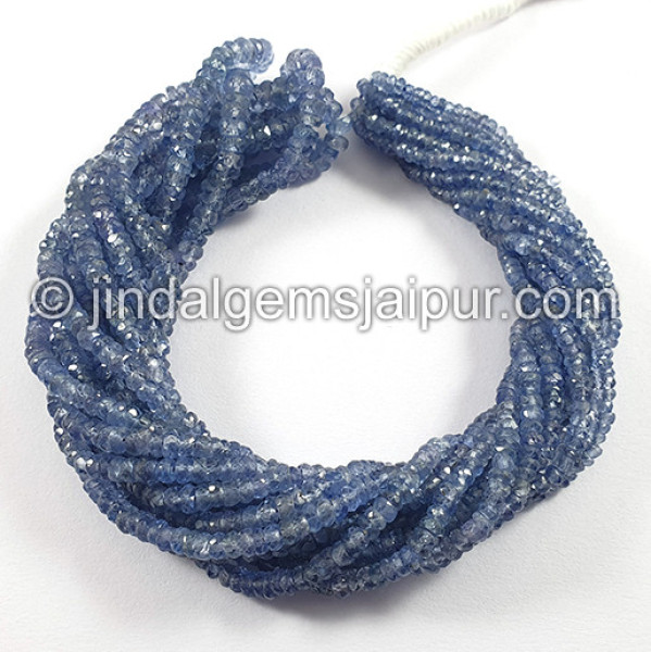 Blue Sapphire Faceted Roundelle Shape Beads
