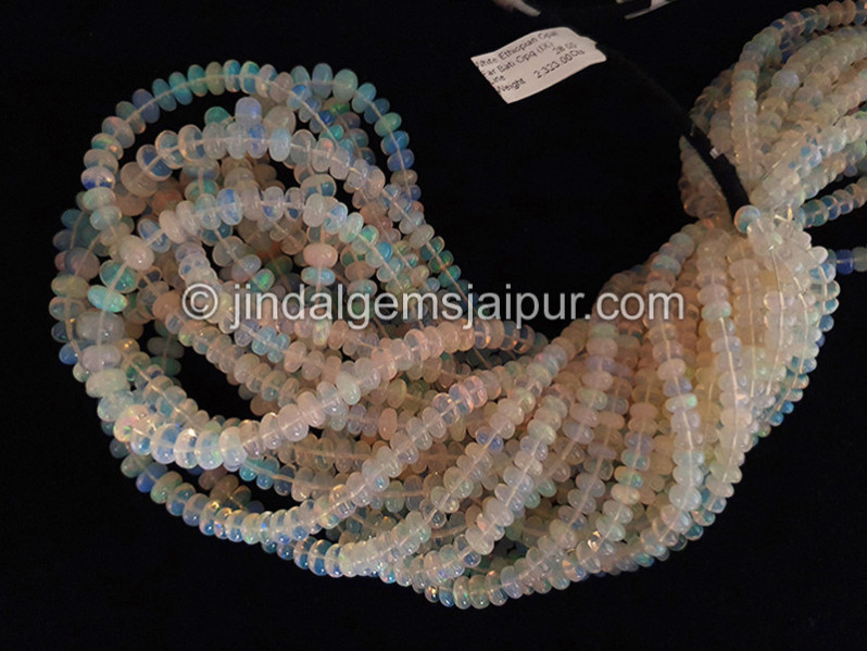 White Ethiopian Opal Smooth Big Roundelle Shape Beads