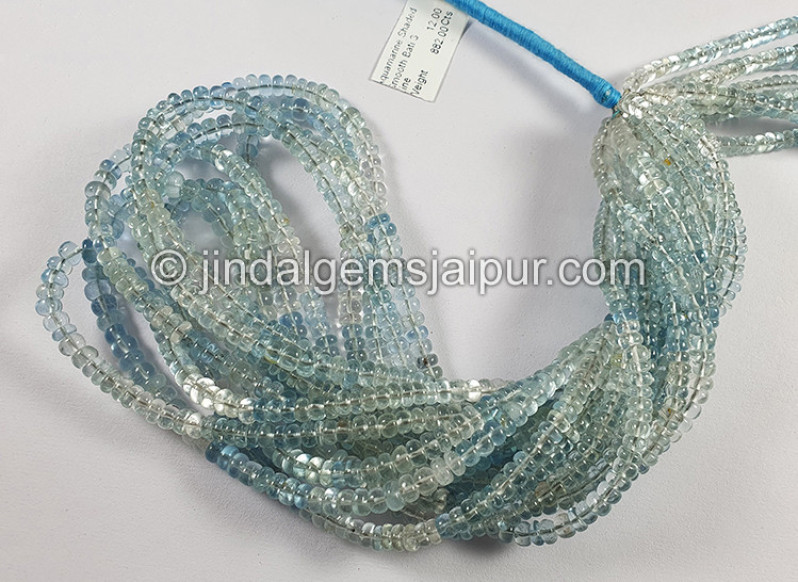 Aquamarine Shaded Smooth Roundelle Shape Beads
