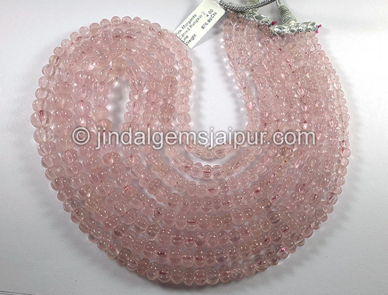 Pink Morganite Carved Pumpkin Shape Beads
