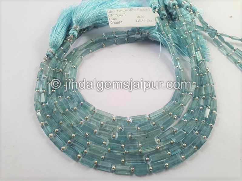 Blue Tourmaline Step Cut Chicklet Beads
