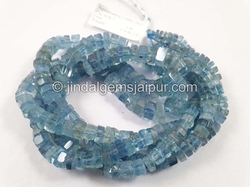 Santa Maria Aquamarine Step Cut Roundelle Beads