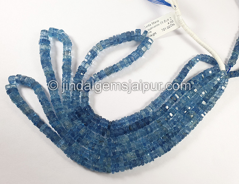 Santa Maria Aquamarine Cut Bolt Shape Beads