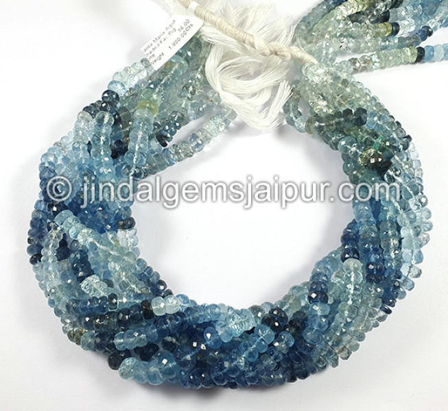 Santa Maria Aquamarine Shaded Faceted Roundelle Shape Beads