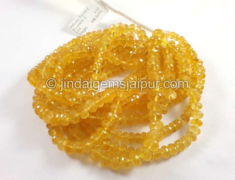 Heliodor Faceted Roundelle Shape Beads