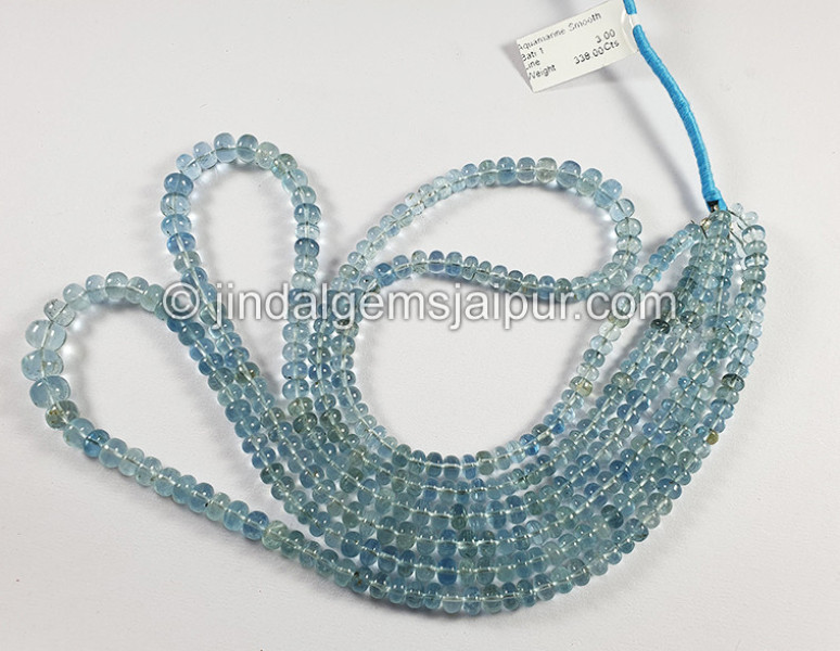 Aquamarine Smooth Roundelle Shape Beads