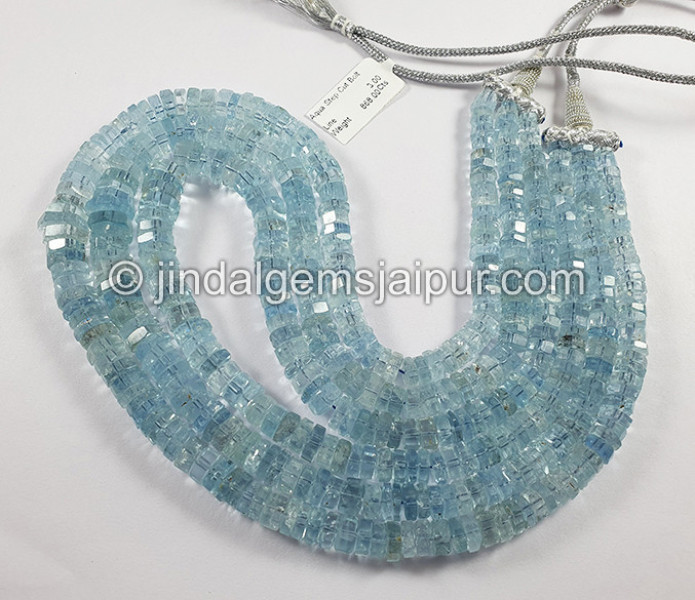 Aquamarine Step Cut Bolt Shape Beads