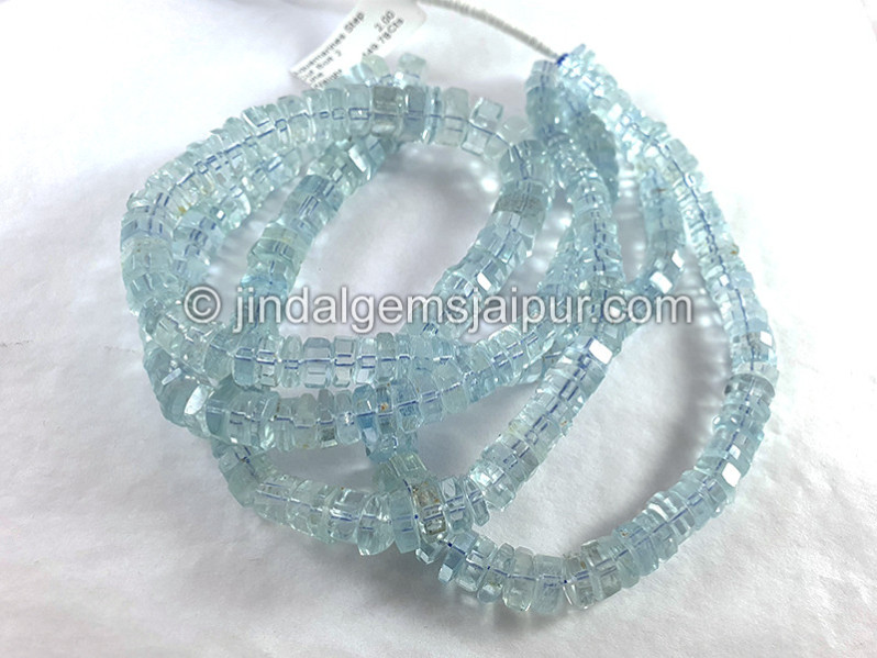 Aquamarine Step Cut Bolt Shape Beads