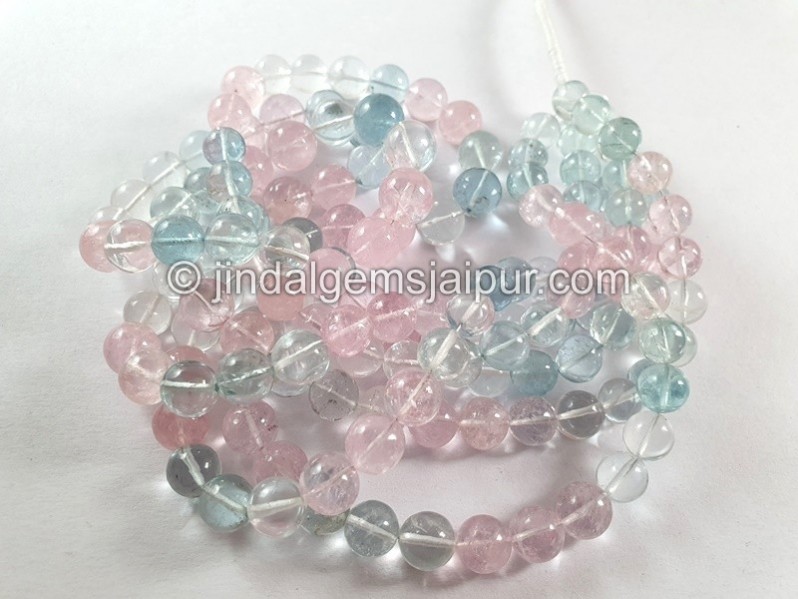 Multi Aquamarine Smooth Balls Beads