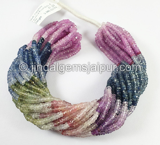 Multi Sapphire Faceted Roundelle Shape Beads