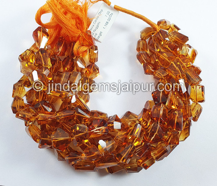 Madeira Citrine Step Cut Nuggets Shape Beads