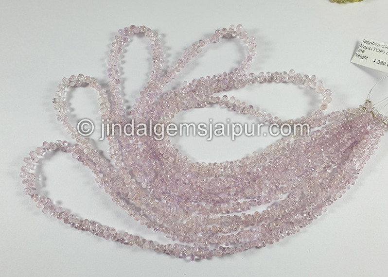 Baby Pink Sapphire Faceted Drops Beads
