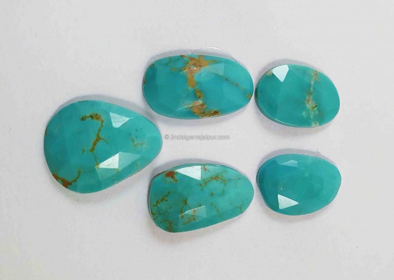 Golden Spiderweb Turquoise Rose Cut Slices