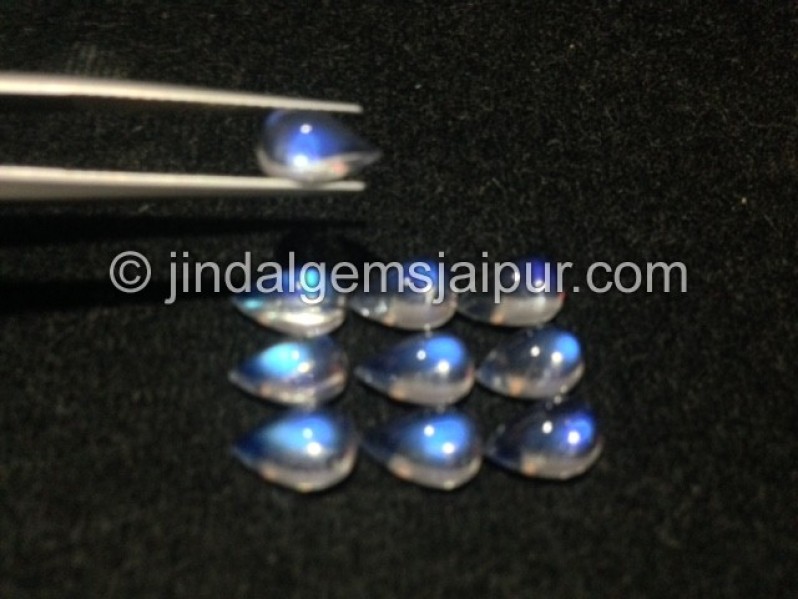 White Rainbow Smooth Pear Cabochon