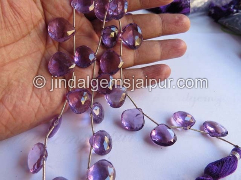 Amethyst Far Faceted Heart Beads