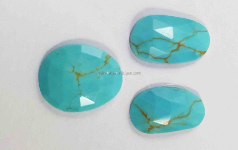 Golden Spiderweb Turquoise Rose Cut Slices