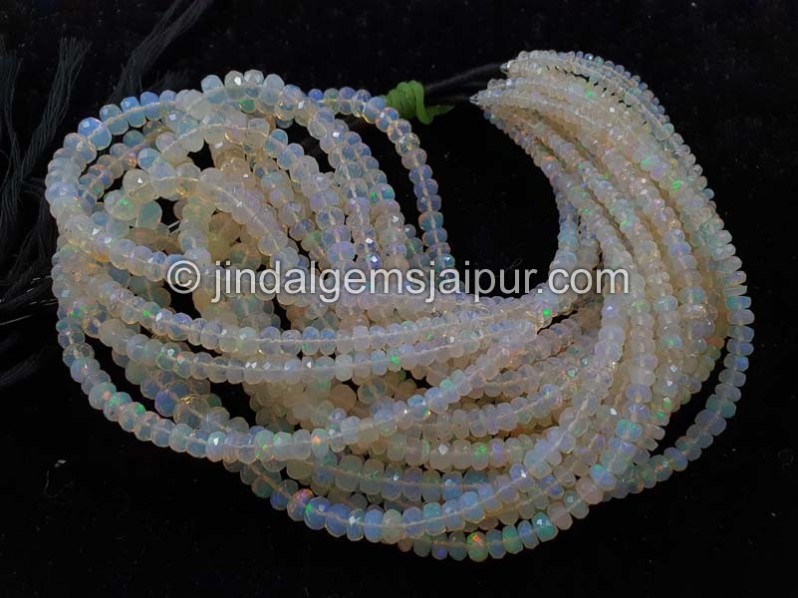 White Ethiopian Opal Far Faceted Roundelle Beads