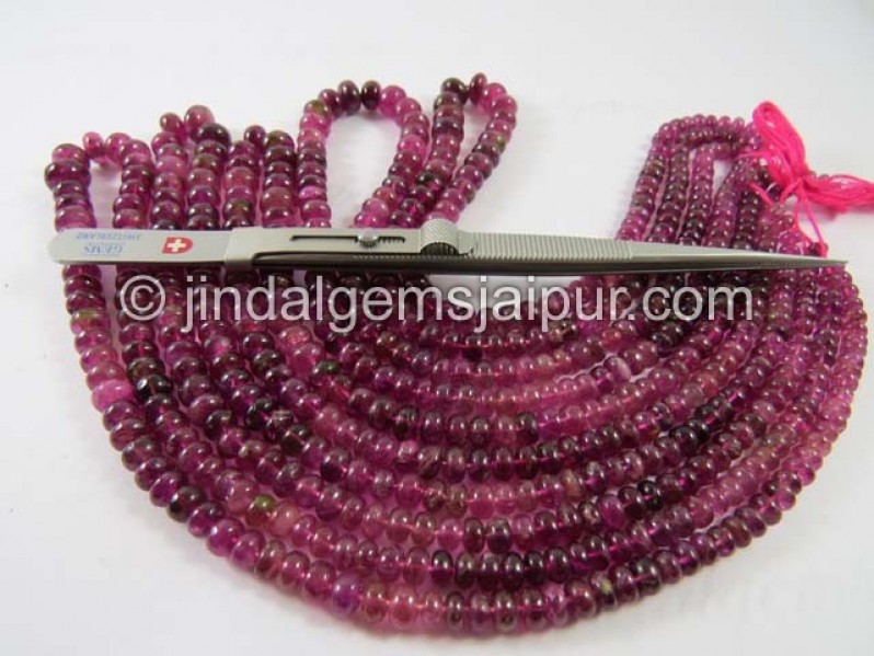 Multi Rubellite Smooth Roundelle Shape Beads