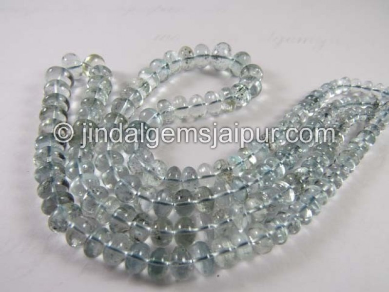Moss Aquamarine Far Smooth Roundelle Beads