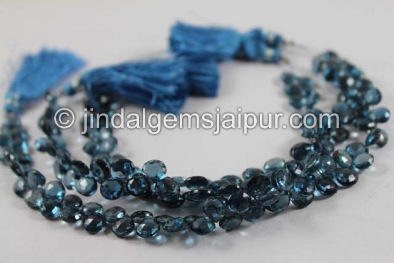 London Blue Topaz Faceted Heart Shape Beads