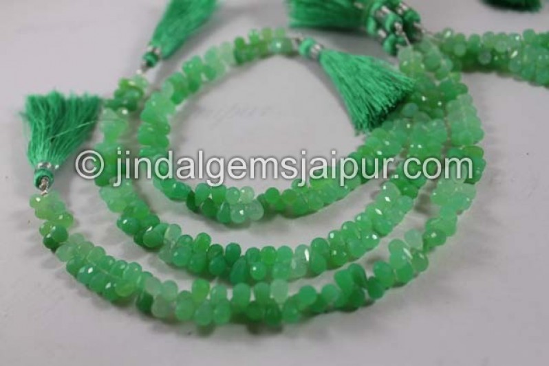 Chrysoprase Faceted Drops Shape Beads