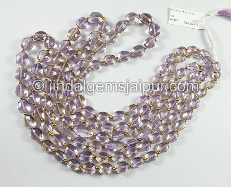 Ametrine Faceted Oval Shape Beads