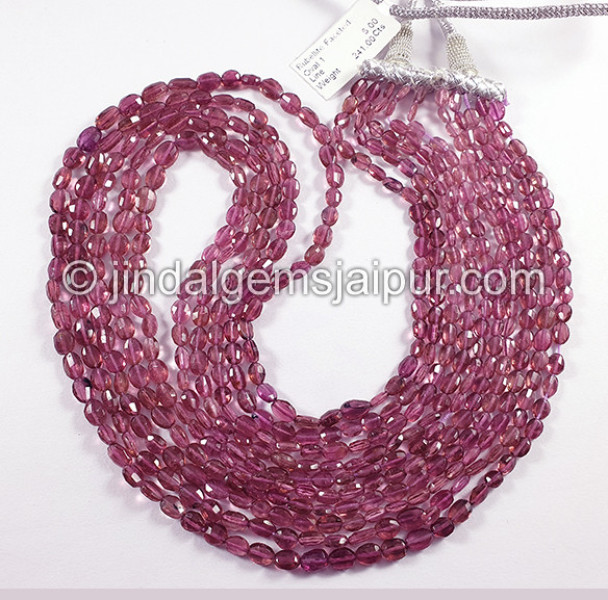 Rubellite Faceted Oval Shape Beads