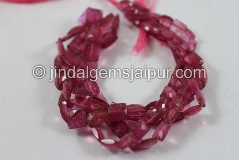 Rubellite Faceted Chicklet Shape Beads