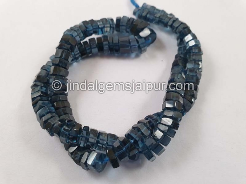 London Blue Topaz Step Cut Roundelle Beads