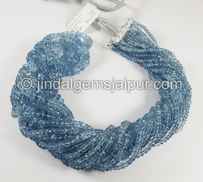 Aquamarine Faceted Roundelle Shape Beads