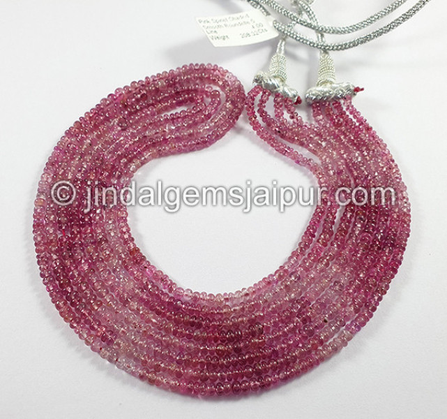 Pink Spinel Shaded Smooth Roundelle Shape Beads
