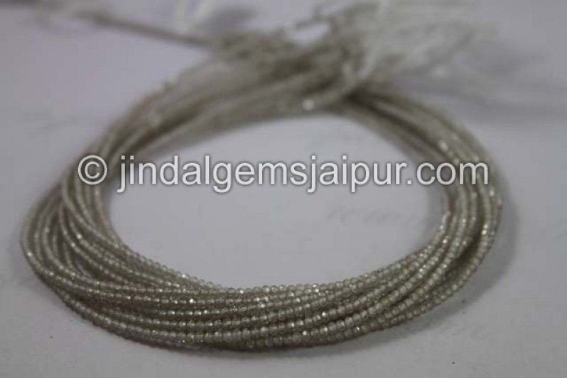 Natural White Zircon Micro Cut Round Shape Beads