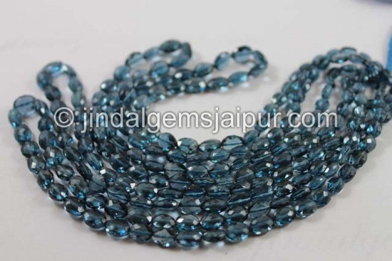 London Blue Topaz Faceted Oval Beads
