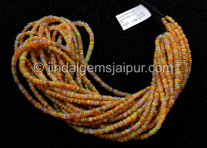 Orange Ethiopian Opal Smooth Roundelle Shape Beads